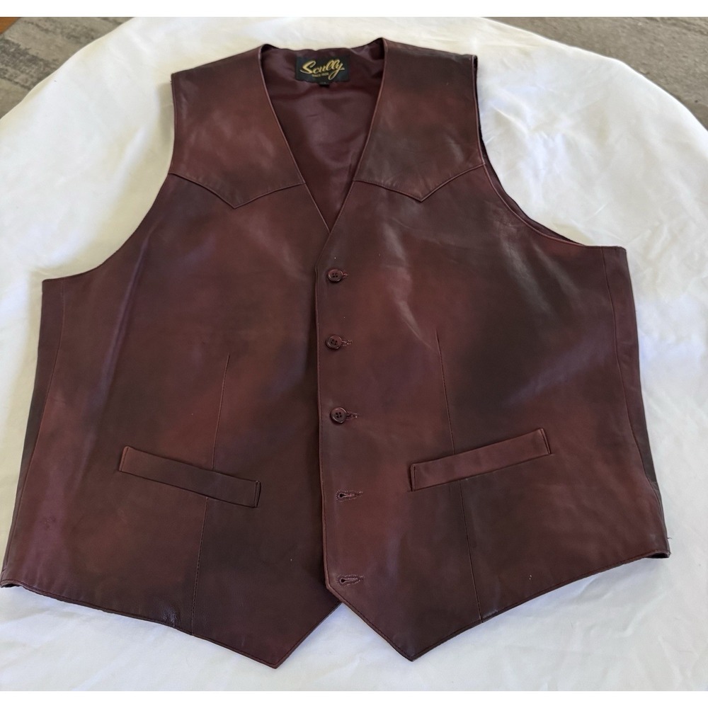 Scully Soft Touch Leather Snap Button Vest Country Western Cowboy Mens Sz 46